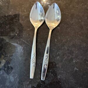 5pc Oneida SSS Our Rose Lg Oval Dinner Spoons Stainless Flatware Glossy RETIRED